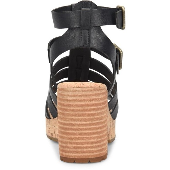 Kork Ease Camille Black Leather Wedge Slingback Heeled Sandals Size 9 - Picture 5 of 8